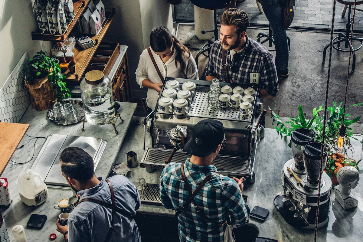 Customers enjoying coffee inside the café.